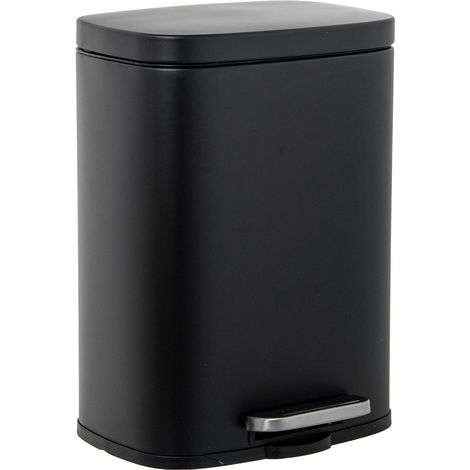 Pattumiera in Acciaio Inox con Pedale 12L Nera Peraga Home