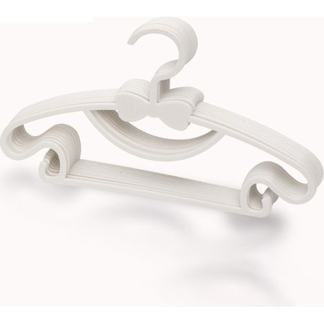 Lot 10 Cintres Enfants Plastique Renforcé Noeud Séchage Vêtements Bébé Blanc (1/5)