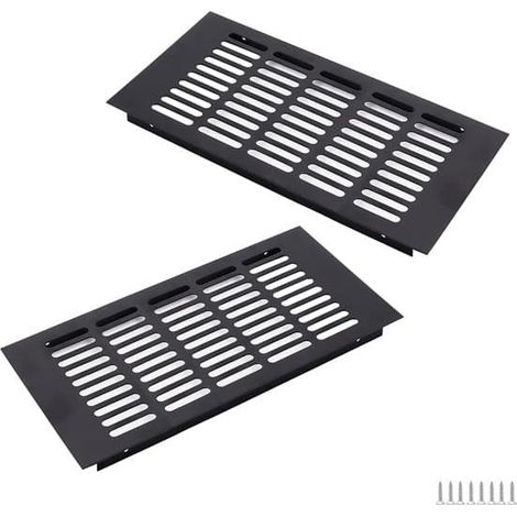 Grille de ventilation en aluminium 300 x 150 mm - Carrée noire (1/5)