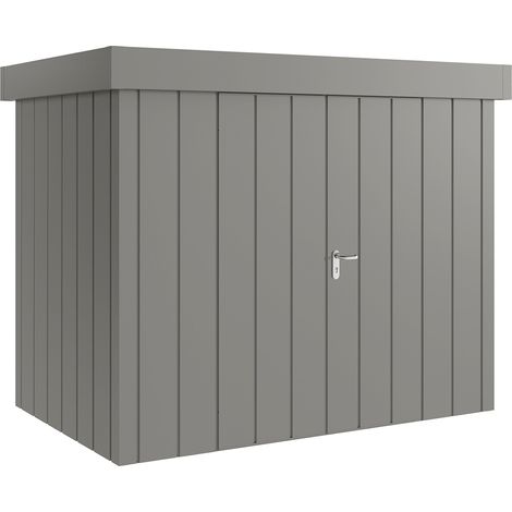 Hörmann Metall-Gerätehaus "Juno" mit Flachdach, JFD8 - Modern, 262 x 166 cm (B x T), graualuminium, 2-flüglige Tür (1/5)