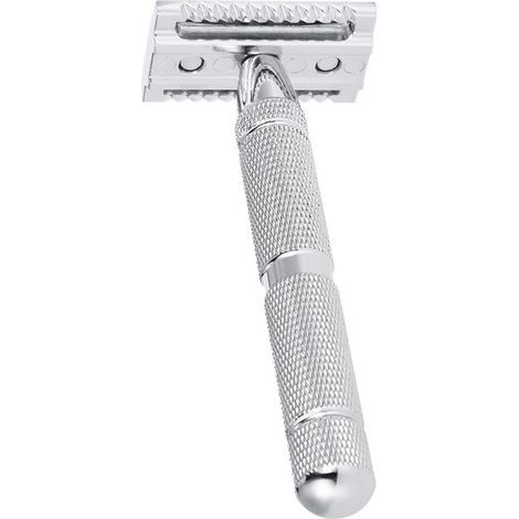 Maquinilla de afeitar de seguridad de acero inoxidable, maquinilla de afeitar tradicional de doble filo para hombre, herramienta de afeitado manual para barba.