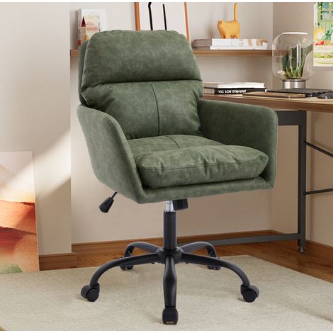 Sedia da ufficio in PU verde con struttura in metallo e imbottitura ad alta densità, 71,5×60,5×102 cm (1/5)