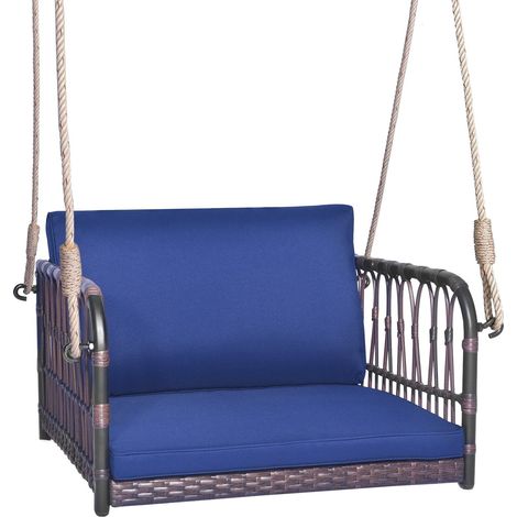 Patio Porch Swing Chair Outdoor Single Person Hanging Seat w/ Cushion (1/4)