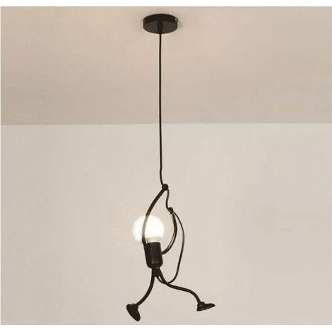 Suspension Créatif - Moderne - Fer - Gens Dessin animé - Conception - Lampe suspendue pour Des Enfants - Chambre - Chevet - Salon - Grenier - Noir (1/4)