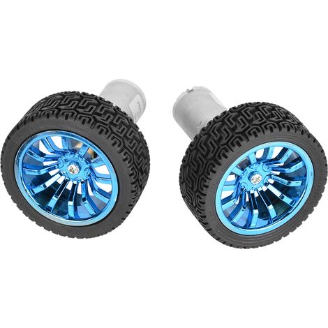 Lot de 2 moteurs à engrenages DC 6V 280 tr/min, axe 4mm, avec support de fixation et roues 65mm, kit pour projets robotiques. (1/5)