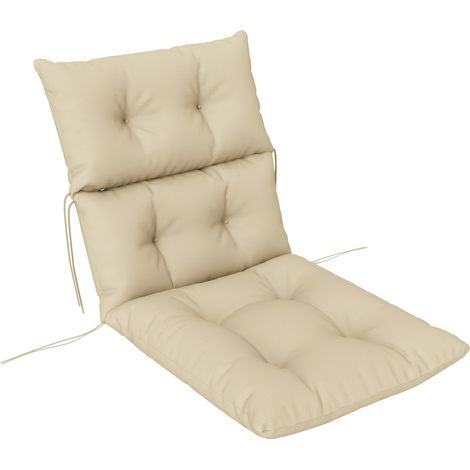 Sitzkissen, Dickes Polsterkissen für Sitzmöbel, mit Rückenlehne, Schaukelstuhlkissen, für drinnen und draußen, Beige
