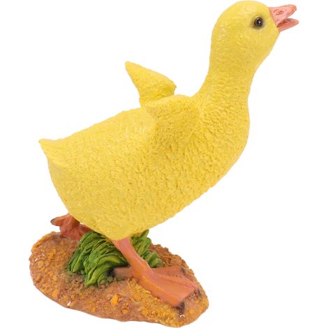 Statuette de caneton en résine, petite figurine de canard, décoration pour bureau ou jardin, canard jaune (1/5)