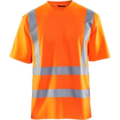 T-shirt de travail haute visibilité col V anti-UV 3380 - Orange fluo XL (1/4)
