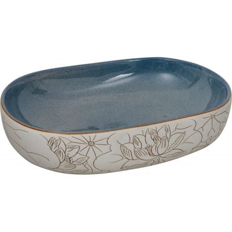 Maison Exclusive - Lavabo da Appoggio Sabbia e Blu Ovale 59x40x14 cm Ceramica