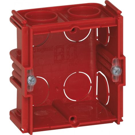 Legrand – Boîte à encastrer carrée Batibox maçonnerie 1 poste – Profondeur 40mm – Fixation à vis ou à griffe – Entrées défonçables pour gaines électriques