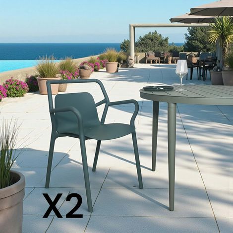 Chaise de jardin design bleue, empilable (lot de 2) PINETO (1/5)