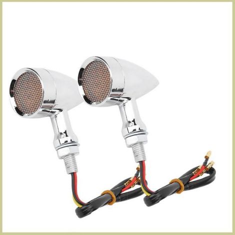 2 Pcs Clignotants moto, Lentille condensation, Métal anti-corrosion, 12V, Noir Blanc, Universel (1/5)