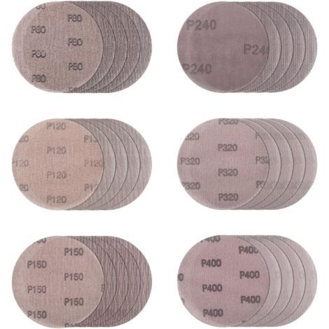Ø 125 mm Lot de 30 disques abrasifs en maille Sans poussière Pour le ponçage de surfaces dures, bois, vernis, métal (80/120/150/240/320/400) (1/5)