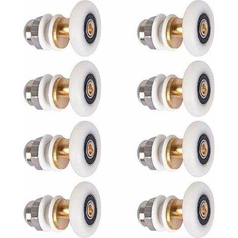 EASYCOMFORT Galets de porte de douche, galets de porte coulissante, poulies de porte de douche, roues de remplacement de galets, diamètre de roue 27 mm, 8 pièces (1/4)