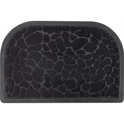 Felpudo semicircular de goma, negro, 60x40cm, antideslizante. (1/2)