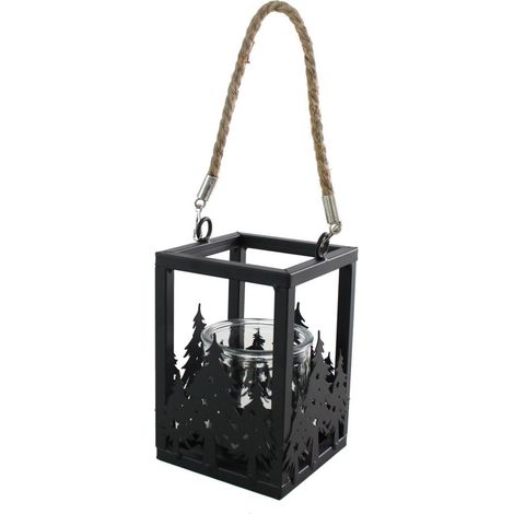 Lanterna in metallo nero, 10x10x15 cm (kit da 5) (1/4)