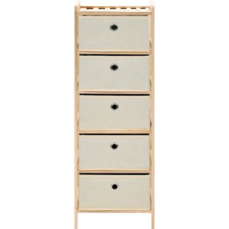 Maison Exclusive - Scaffale con 5 Cesti in Tessuto in Legno di Cedro Beige (1/5)