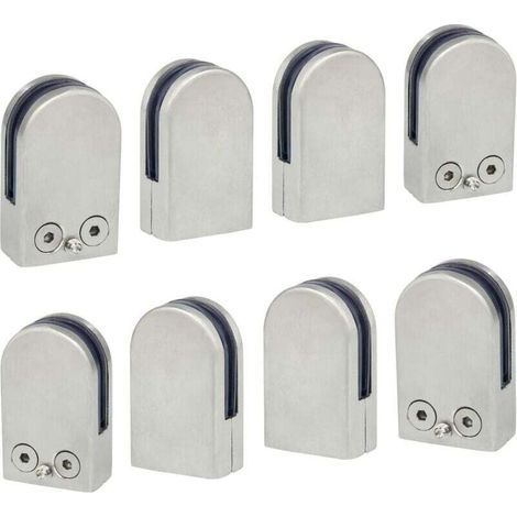 8 PCS(6-8mm) Pince à Verre Porte-Verre En Acier Inoxydable 304 Support de Serrage Clamp Clip Plat Main Courante Fenêtre Balust (1/4)