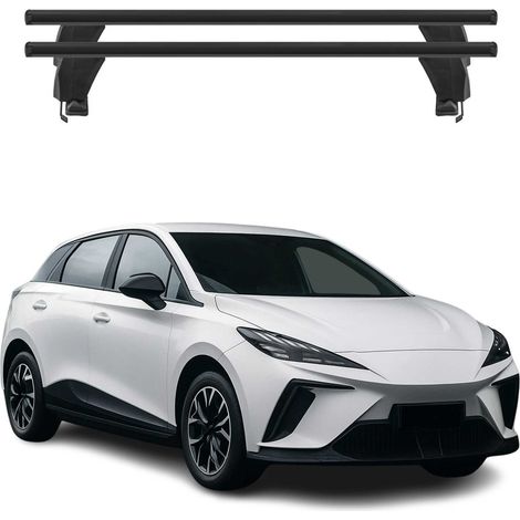 OMAC Barres de toit transversales en aluminium pour MG4 I 2022-2026 – Antivol – Rainure en T – Testées City Crash – Charge Max 50 kg Noir (1/4)