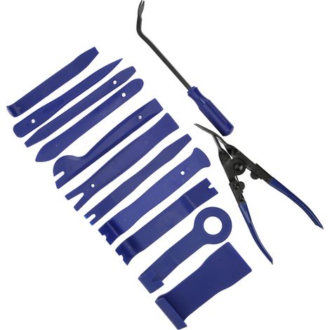 Kit de 13 outils de dépose de garnitures auto bleus avec sac en tissu Oxford, accessoires de réparation automobile (1/5)