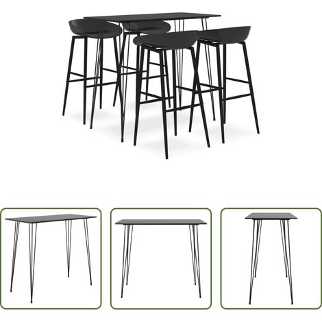 Barhocker - 5-tlg. Bar-Set Schwarz (1/5)