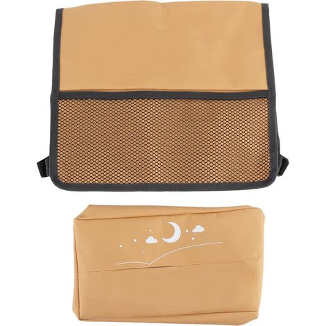 Sacs de rangement pour dossier de voiture + boîte à mouchoirs suspendue multi-poches, ensemble universel gauche et droit (1/5)