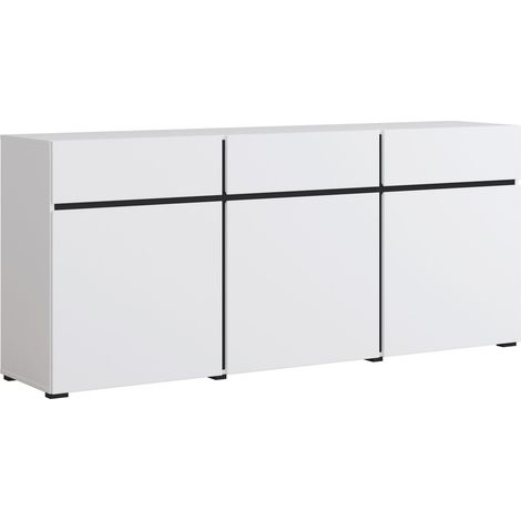 Cómoda Alfere 103, Blanco, Con cajones y puertas, Número de cajones: 3, 78x180x40cm