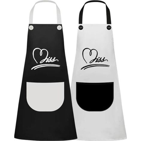 Tablier de cuisine - Noname - Imperméable - Noir et Blanc - 70x65 cm - 2 pièces (1/4)