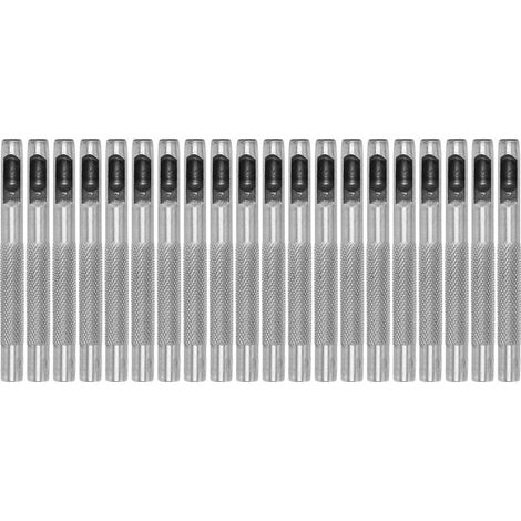 Jeu de 20 poinçons creux en acier au carbone, découpe de cuir DIY robuste, outil rond pour ceinture, tissu et montre, 6mm/0,24in (1/5)