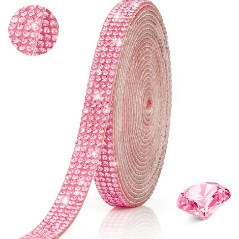 Selbstklebende Strasssteine – Paillettenband, Zierstreifen, zum Aufbügeln – Rosa (1/5)