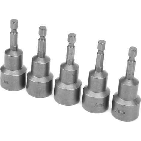 Lot de 5 embouts de tournevis magnétiques puissants en acier chrome vanadium à douille hexagonale de 17 mm pour perceuse électrique (1/5)