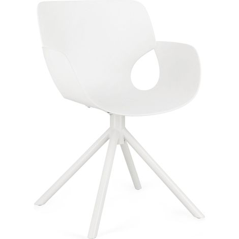 Chaise avec accoudoirs LENNON – Intérieur-extérieur, empilable & robuste-Blanc (1/5)