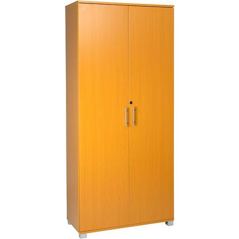 Beech wooden Filing cabinet with 4 shelves - 2 Door Lockable Filing Cabinet - Tall wood Office Storage Cupboard Organiser - Strong and Sturdy Shelving Unit 180cm(h) x 80cm(w) x 35cm(d)