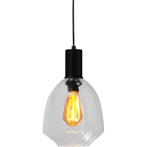 Lampe suspendue noire Porto avec verre clair Nicolette - Ø 20cm - 2710-05-05-12