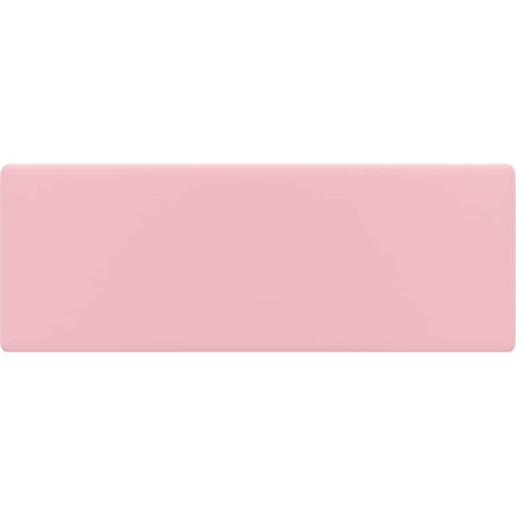 vidaXL Lavabo lujoso cuadrado rebosadero cerámica rosa mate 41x41 cm (1/2)