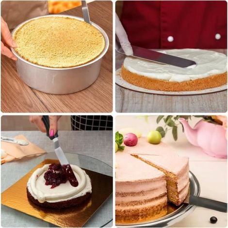 6Pcs Spatule Coudée Patisserie, Gâteaux Lissage Spatule Inox, Spatule Coudée Patisserie Lissage Gateau, Spatule Coudée Patisserie (1/4)