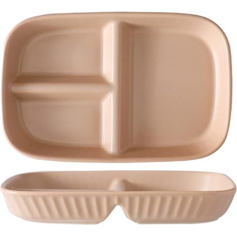 1 Assiette Compartimentée Porcelaine, 3 Sections Contrôle Portions, Lavable Micro-ondes, Adulte Enfant Régime