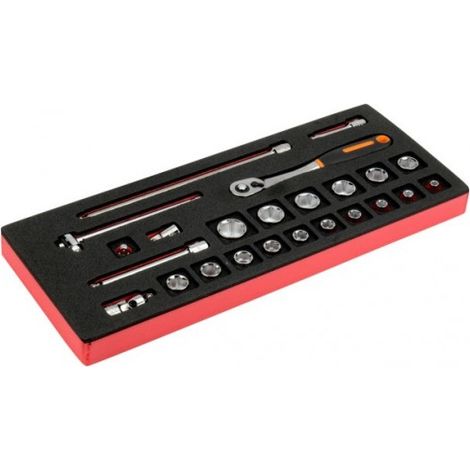 BAHCO - Jeu de cliquets et douilles 3/8", module mousse 1/3 Fit&Go - 24 pcs