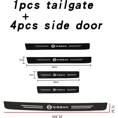 (5 jeux complets) pour véhicules Nissan : seuil de porte,protection anti-marquage,autocollant anti-rayures pour coffre,autocollant en fibre de carbone (1/3)