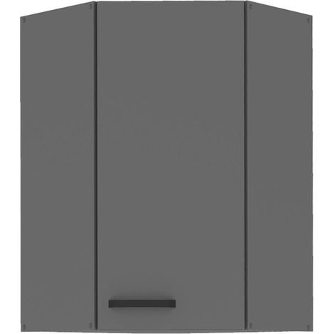 Küche NESSA Eckhängeschrank 60X60 Anthrazit Küchenzeile Küchenblock Einbauküche (1/4)