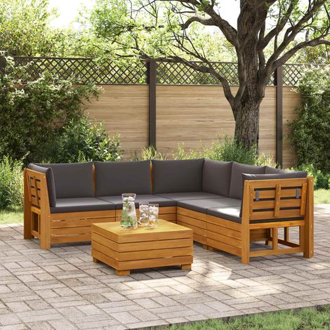 Teenpull – Outdoor-Sofagarnitur mit Kissen 6 Stück Braun Massivholz Akazie (1/5)