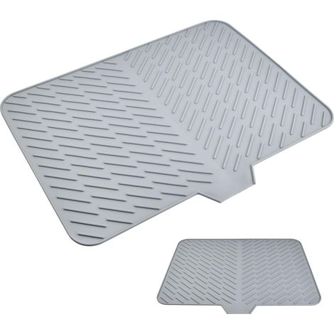 Tapis Égouttoir en Silicone, Grand Tapis de Séchage Vaisselle en Silicone, Tapis D'égouttage en Structure Rainurée, Antidérapant, Tapis Sechage Vaisselle pour Cuisine, Comptoir(58 x 43 CM) (1/5)