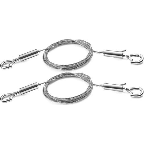 Lot de 2 fils de suspension réglables pour tableaux - Kit robuste en acier inoxydable de 1 m x 1,5 mm pour miroirs, lampes, panneaux et plus encore-AquaForge (1/5)