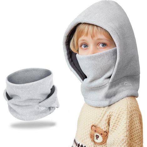 Kinder Sturmhaube Thermo Fleece winddicht 4-10 Jahre Grau (1/5)