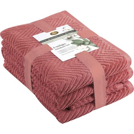 Set Serviette Éponge, 2 Serviettes (50 x 100 cm), 2 Serviettes de douche (70 x 140 cm) et 2 serviettes pour invités (30 x 50 cm), 100% Coton, 480 g/m² - Rouge (1/5)