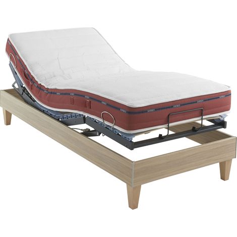 Ensemble matelas relaxation 100% latex, sommier et pieds Crépuscule 500 - SOMEO 2x80x200 (1/5)