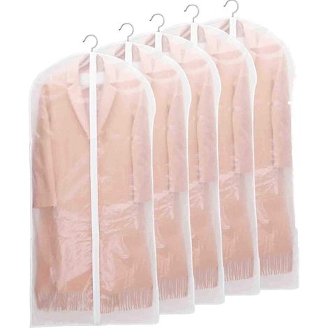 Housses à vêtements transparentes - protections zippées - anti-poussière et imperméables - idéales pour manteaux, robes, costumes - EVA - unisexe - transparentes - 60 x 100 cm - lot de 5 (1/4)