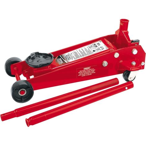 Draper Heavy Duty 3 Tonne Red Garage Trolley Jack with Maximum Height of 520mm (Model 60977) (1/3)