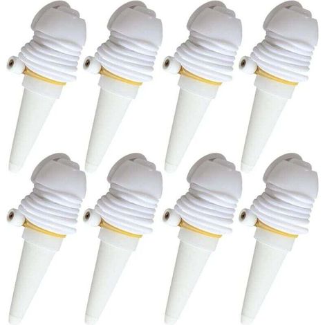 Crezuo Automatischer Tropfbewässerungssprinkler für Zimmerpflanzen, Gartensiphon-Sprinkler, Weiß, 8-teiliges Set