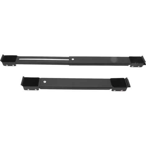2 pièces Base de déplacement extensible en acier pour machine à laver, rouleaux de meuble portants 300kg, Noir (1/5)